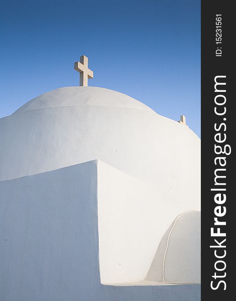 White greek church with blue sky. White greek church with blue sky