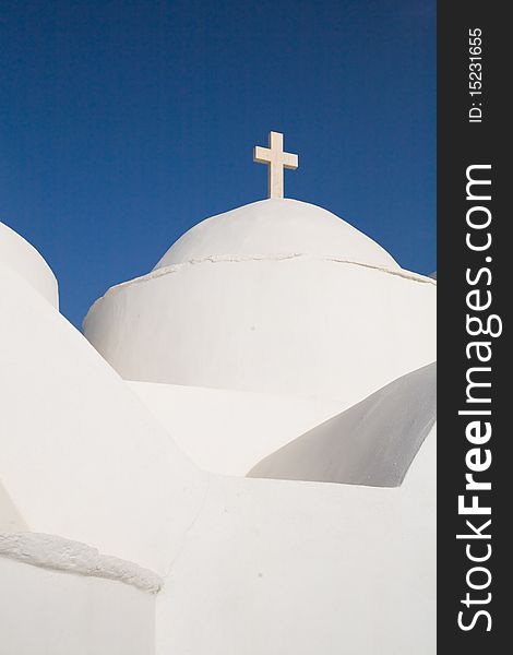 White greek church with blue sky. White greek church with blue sky