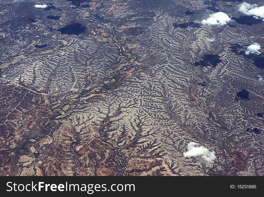 Detailed terrain of mountainous landscape in Alaska