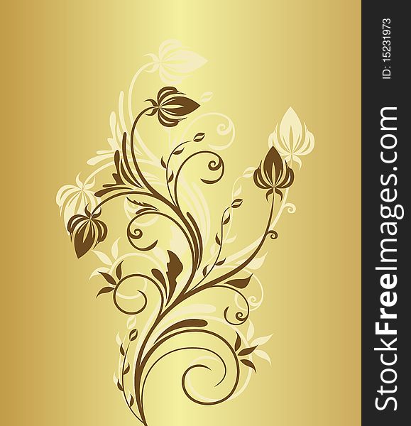 Illustration of gold floral vintage background for design invitation