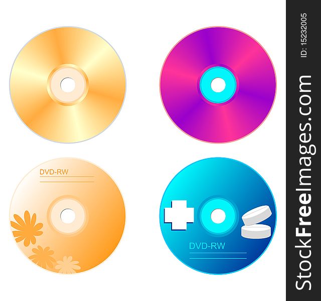 Realistic illustration set DVD disk with both sides. Vector