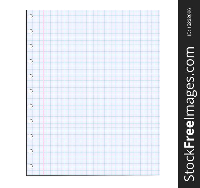 Illustration of notebook paper isolated. Vector