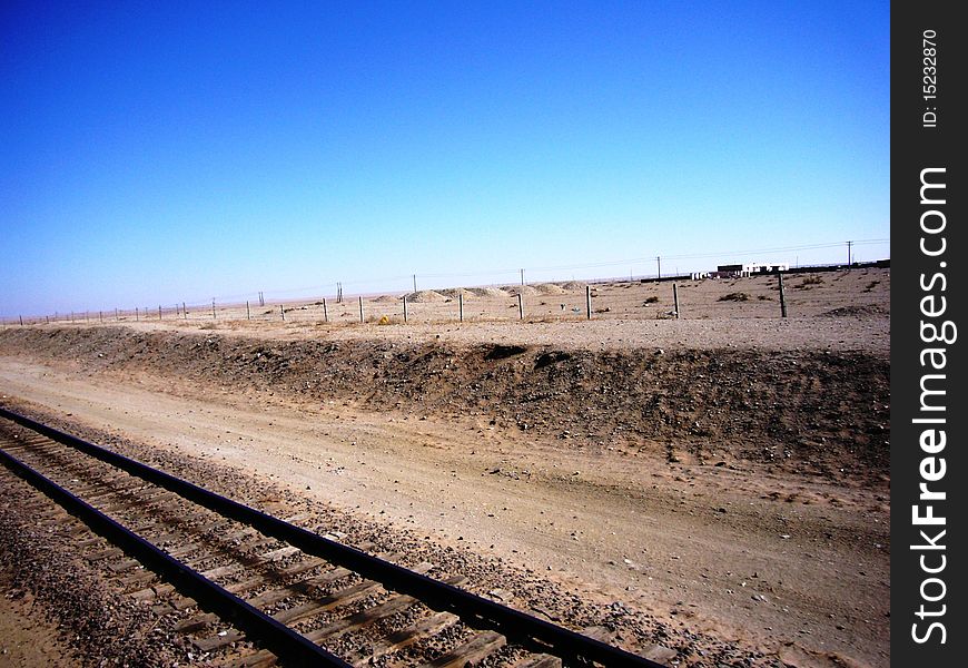 An austere train track in Northern China. An austere train track in Northern China