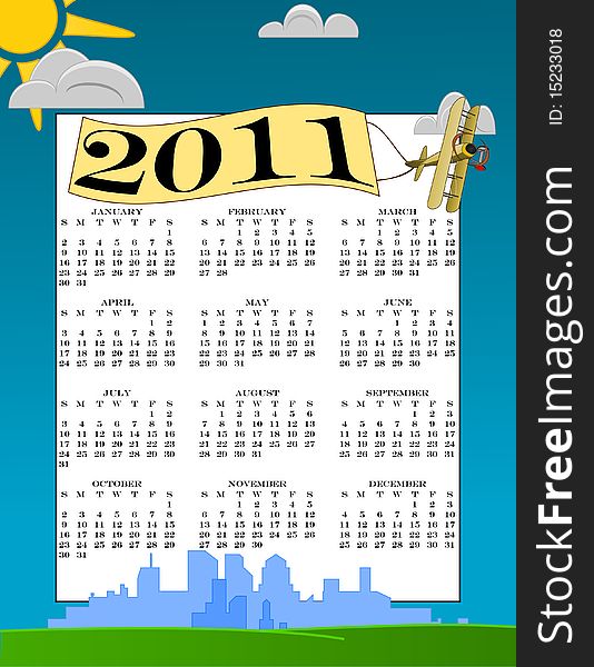 Vector 2011 Calendar Biplane In The Sky