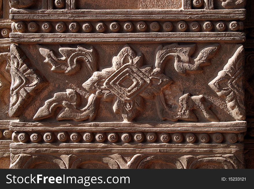 Stone carving on the wall of temple