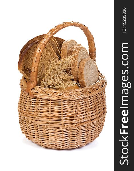 Isolated full basket with bread