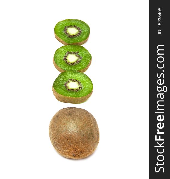 Segments of juicy fruit kiwi in the form of exclamation mark