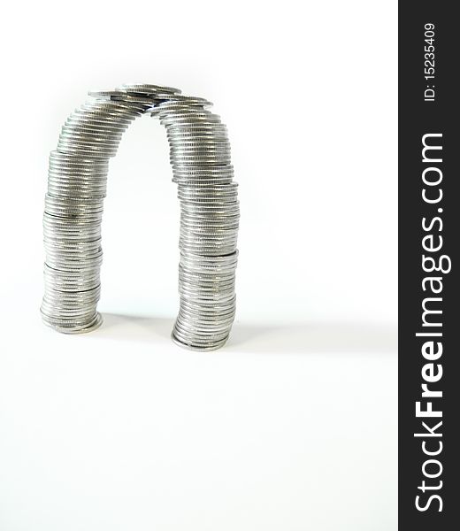 Arch of money on white background