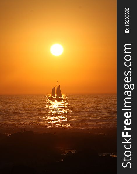 African sunset boat