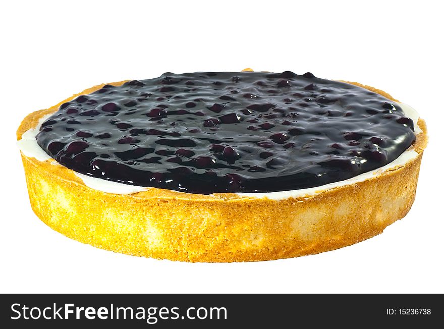 A delicious shot of whole blue berry cheese cake with clipping path