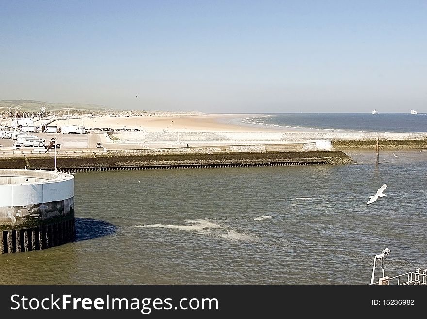 View of the port in Calais on the English Channel