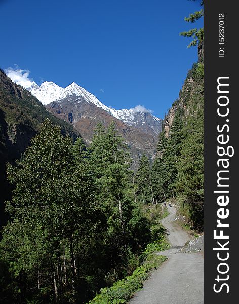 Azure stream landscape in Nepal. Azure stream landscape in Nepal