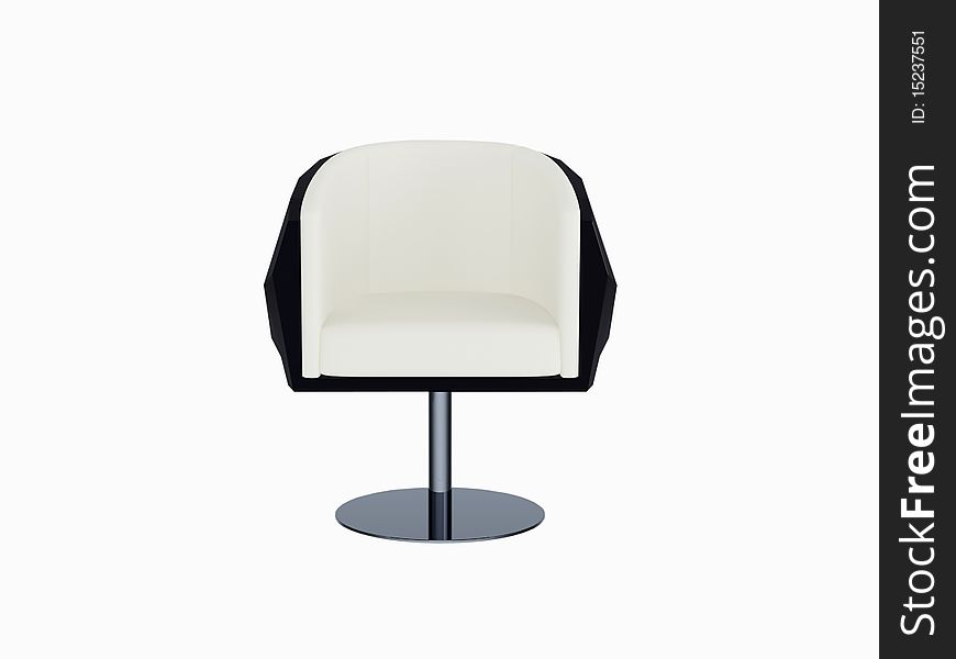 Black and white office armchair isolated on the white background, 3D illustration/render
