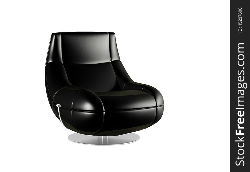 Black office armchair isolated on the white background, 3D illustration/render
