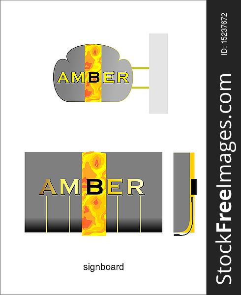 Signboard shop amber With an amber structure