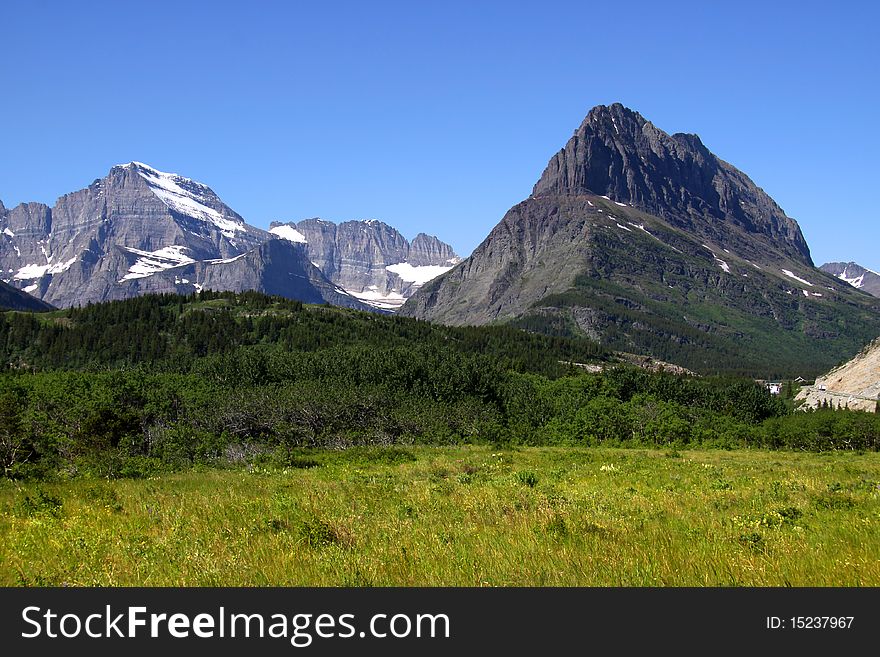 Snow covered peaks in Glacier national park. Snow covered peaks in Glacier national park