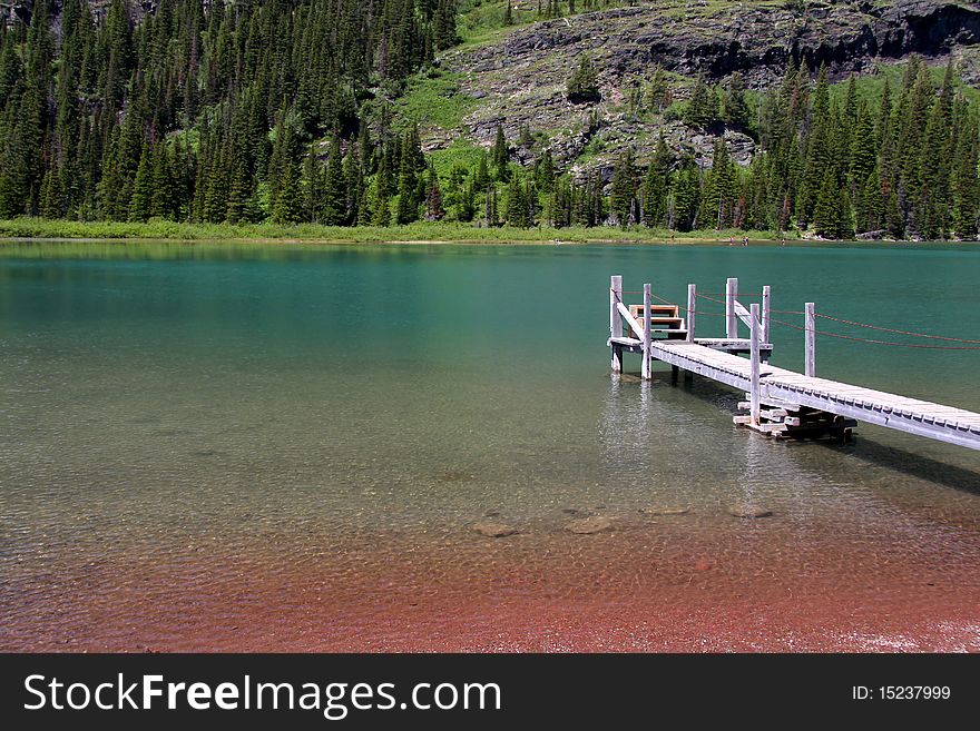 Fresh water Lake Josephine in Glacier national park