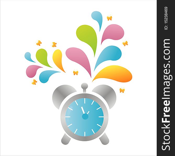 Colorful clock background with splash