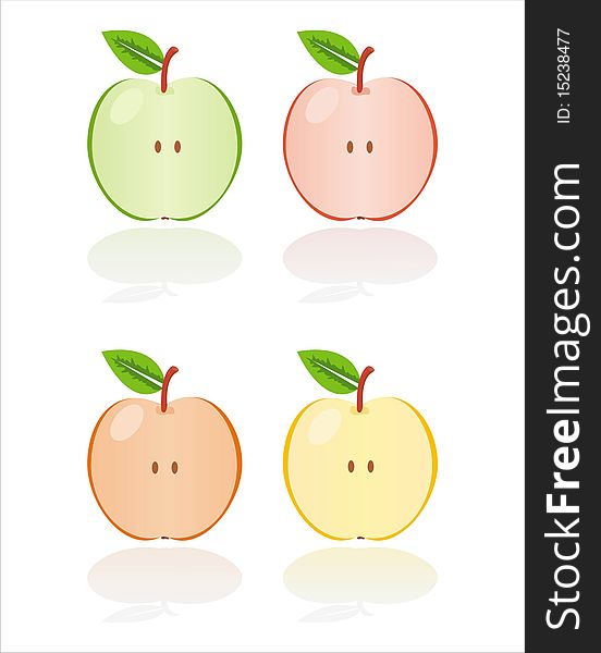 Set of 4 colorful apples. Set of 4 colorful apples