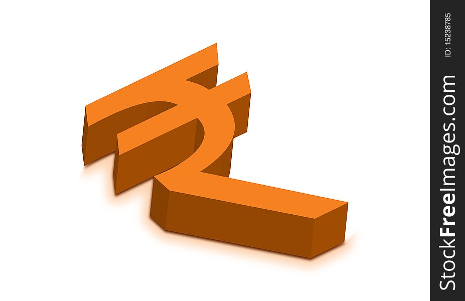 Indian Rupee Symbol in 3d with white background