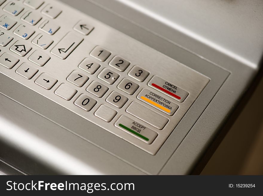 The keyboard of a cash dispense for an information set