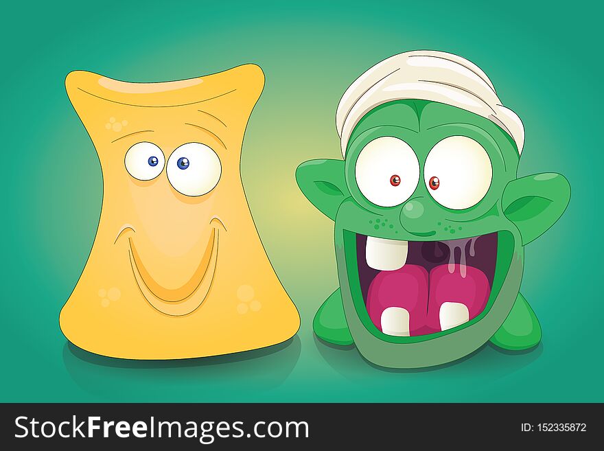 Cute Cartoon Monsters Vector Set