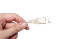 USB Cable In Hand Royalty Free Stock Photography USB Cable In Hand Royalty Free Stock Photography
