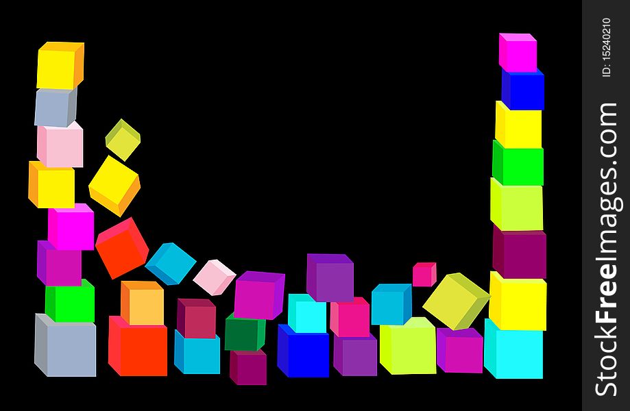 Colorful 3d composition of cubes. Vector illustration.