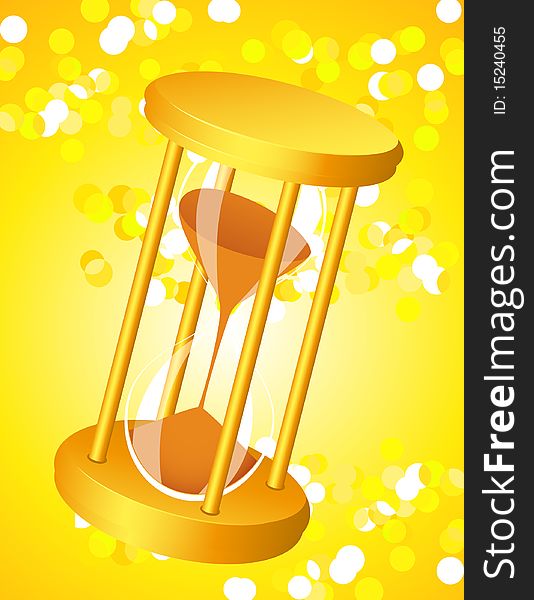 Sandglass on glare light background, illustration, AI file included