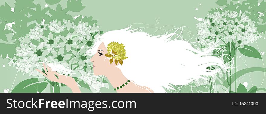 Beautiful woman with flower. All elements and textures are individual objects. Vector illustration scale to any size. Beautiful woman with flower. All elements and textures are individual objects. Vector illustration scale to any size.