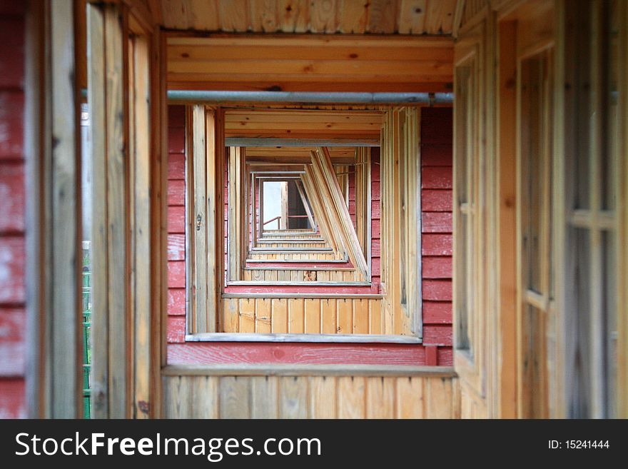 Wooden small houses sedate in a row. Wooden small houses sedate in a row