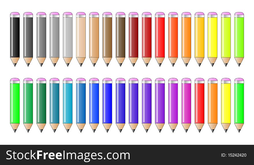 A set of colored pencils