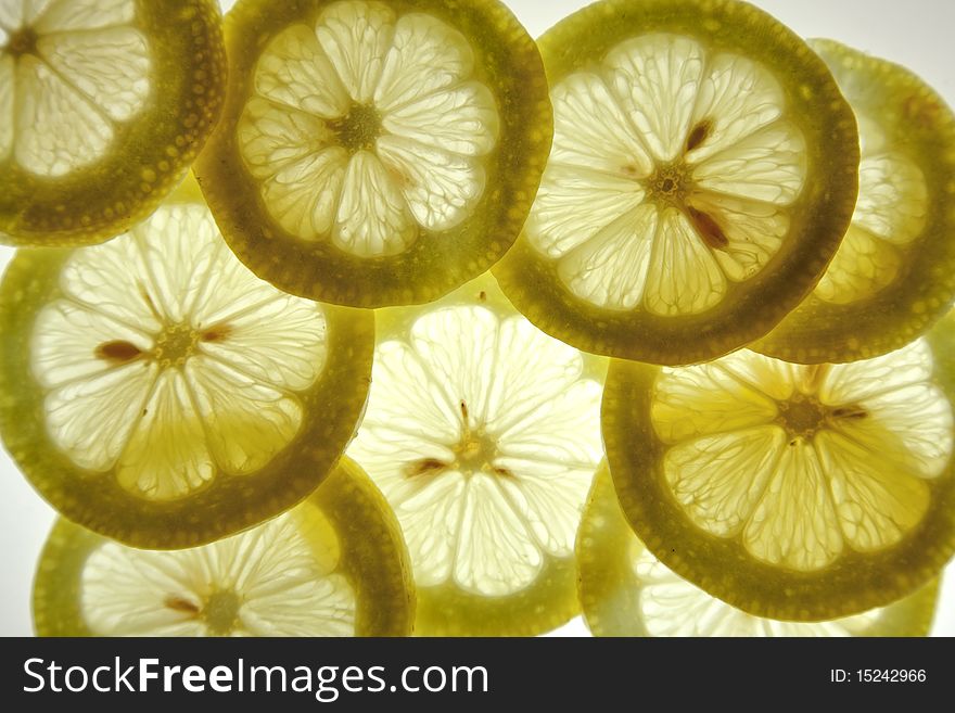 Lemon slices isolated on white background