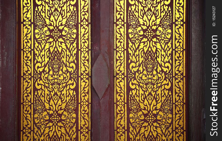 Lai Thai golden colour door. Lai Thai golden colour door