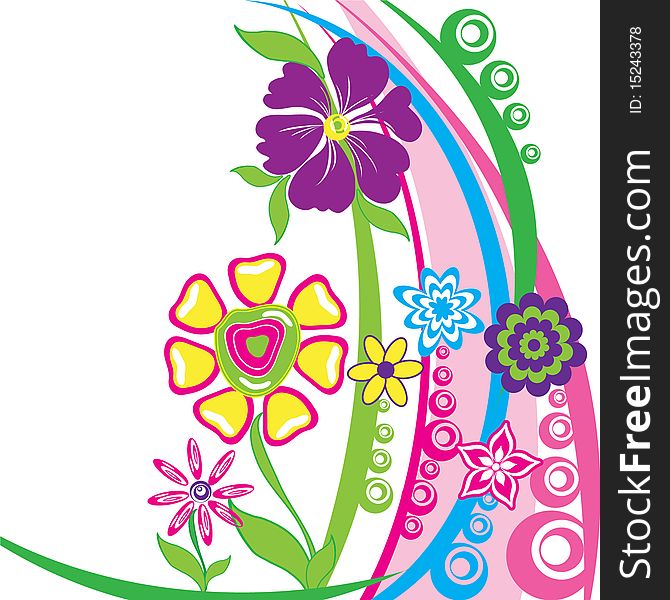 Postcard with colorful abstract flowers. Vector image. Postcard with colorful abstract flowers. Vector image.