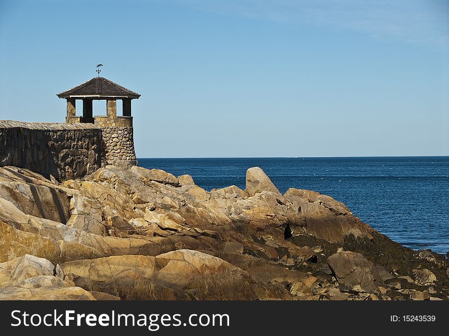 Stone gazebo overlooking the sea. Stone gazebo overlooking the sea