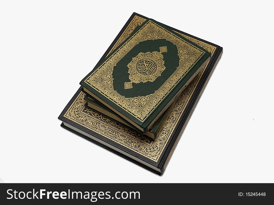 A picture of Islamic holy books with white background. A picture of Islamic holy books with white background