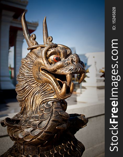 Dragon looks formidable in the area of Khon Kaen City Pillar Shrine, Thailand.