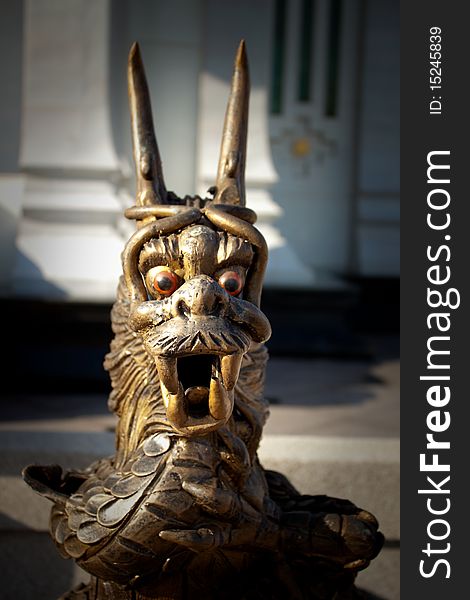 Dragon looks formidable in the area of Khon Kaen City Pillar Shrine, Thailand.