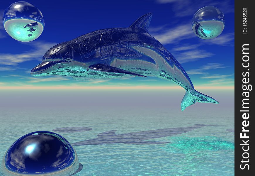 3D render of a metal bottlenose dolphin. 3D render of a metal bottlenose dolphin.