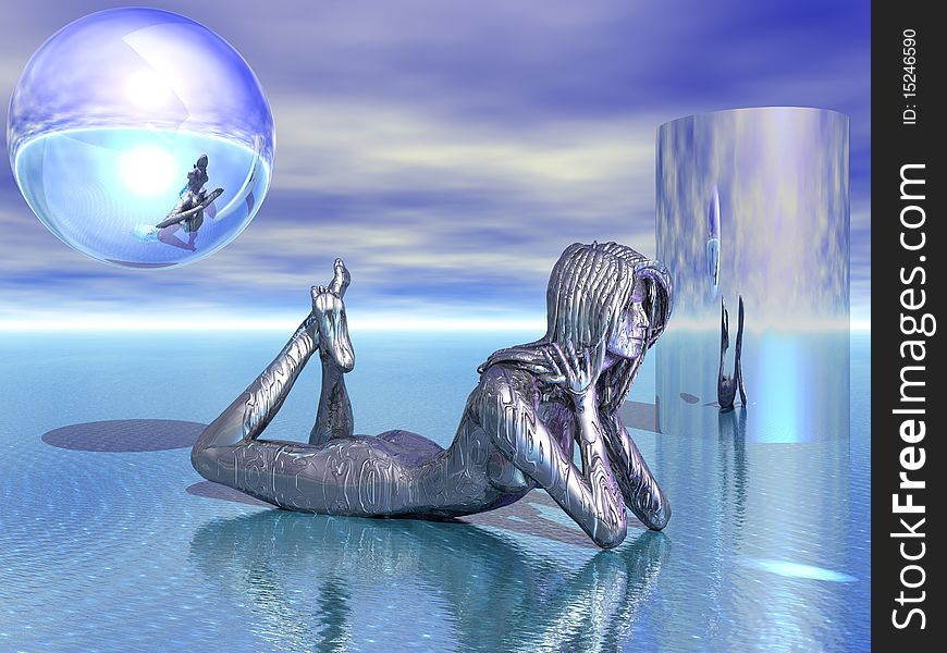 Beautiful Metal Woman Relaxing