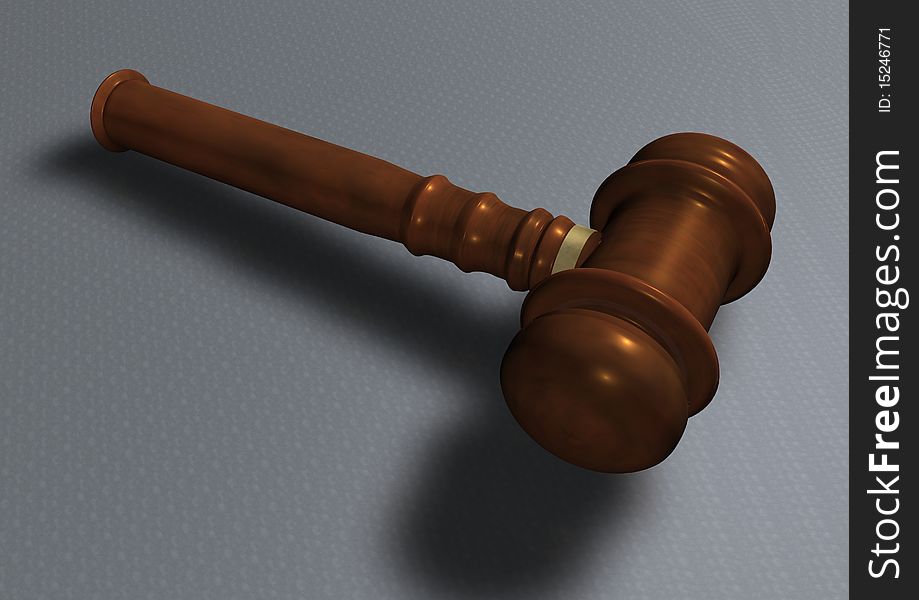 Judge's Wooden Gavel, close up over white