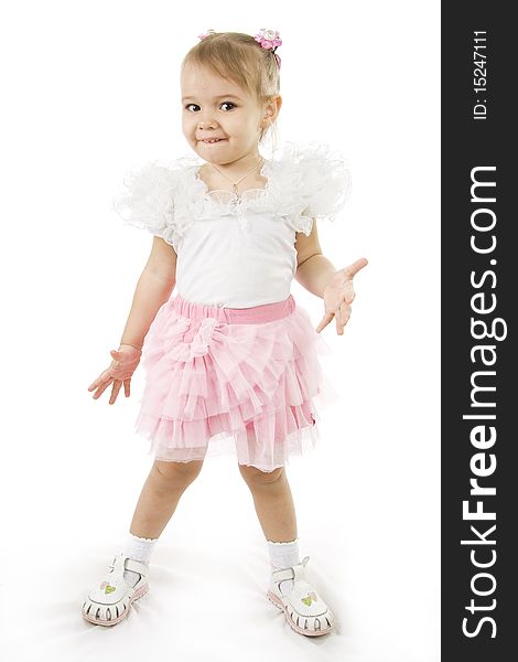 Portrait of  cheerful little girl isolated on white. Portrait of  cheerful little girl isolated on white.