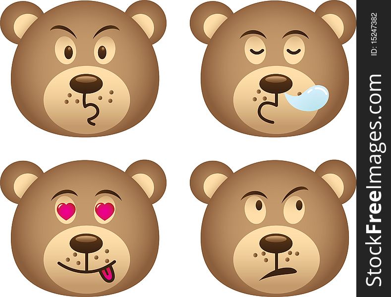 4 different expression of cartoon bear. 4 different expression of cartoon bear