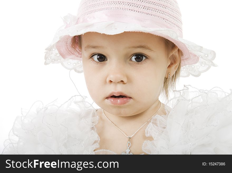 Portrait of little girl isolated on white. Portrait of little girl isolated on white.
