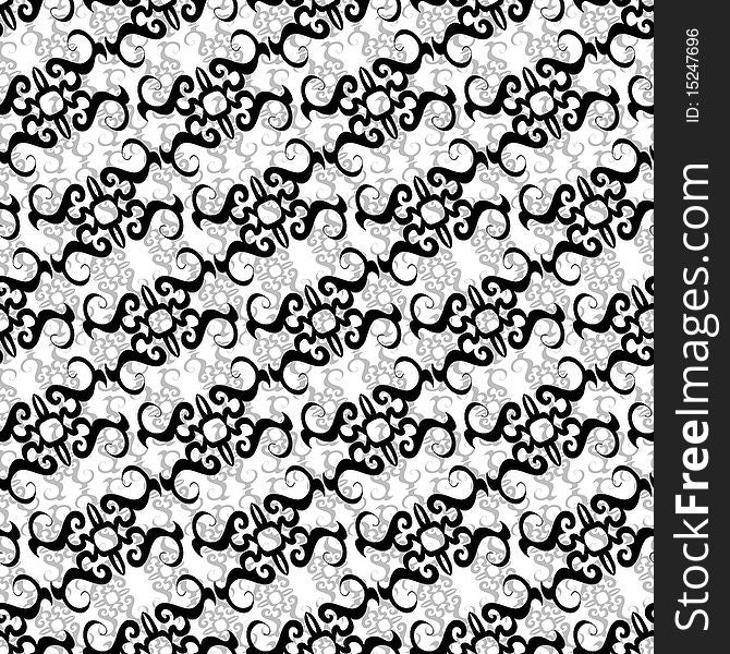 Seamless black and white ornament pattern. Seamless black and white ornament pattern