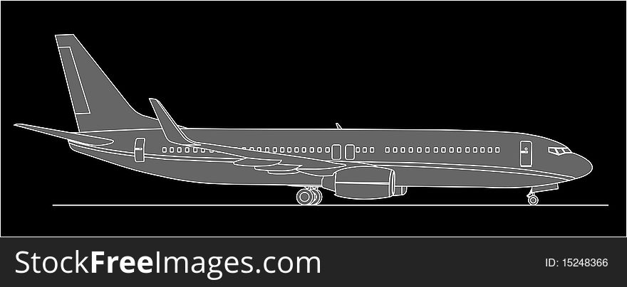 Vector of passenger aircraft on the ramp