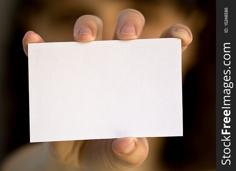 A card blank in a hand .