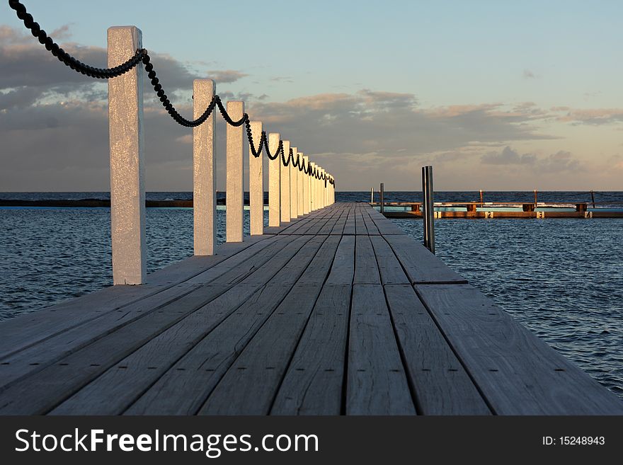 Timber Boardwalk Over Coastal Pool