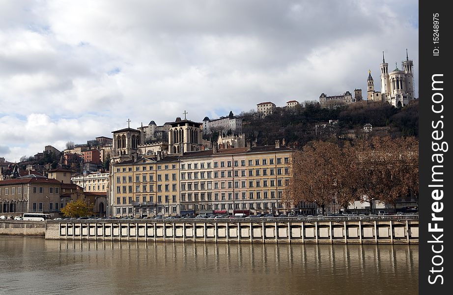 View across the river in Lyon France. View across the river in Lyon France